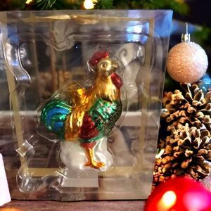 Rooster Glass Ornament 